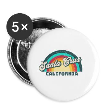 Santa Cruz California Vintage sunset Surfer Wellen - Buttons groß 56 mm (5er Pack) - Weiß - Vorne