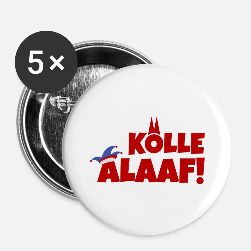 Kölle Alaaf - Buttons groß 56 mm (5er Pack) - Weiß