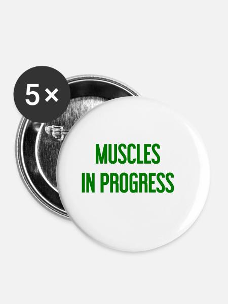 Muscles in Progress - Buttons groß 56 mm (5er Pack) - Weiß
