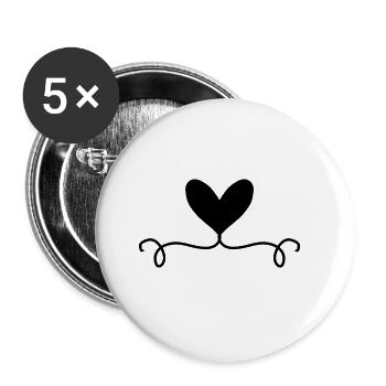 Herz Symbol Linie Liebe - Buttons groß 56 mm (5er Pack) - Weiß - Vorne
