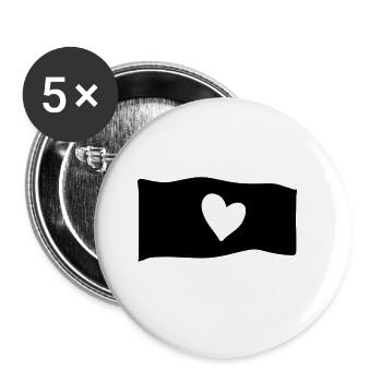 Heart Flag Love Symbol Shape - Buttons large 2.2''/56 mm (5-pack) - white - Front