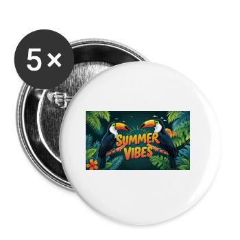Toucan Summer Vibes - Buttons large 2.2''/56 mm (5-pack) - white - Front