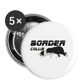 border collie - Lot de 5 grands badges (56 mm) - blanc - Devant