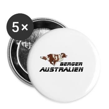 berger australien - Lot de 5 grands badges (56 mm) - blanc - Devant