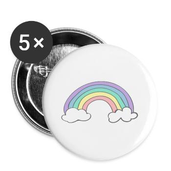 Regenbogen - Buttons groß 56 mm (5er Pack) - Weiß - Vorne