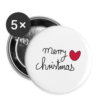 Merry Christmas - Buttons groß 56 mm (5er Pack) - Weiß - Vorne