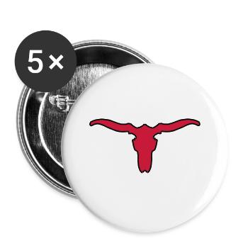 Tierschädel mit Hörnern - Buttons groß 56 mm (5er Pack) - Weiß - Vorne