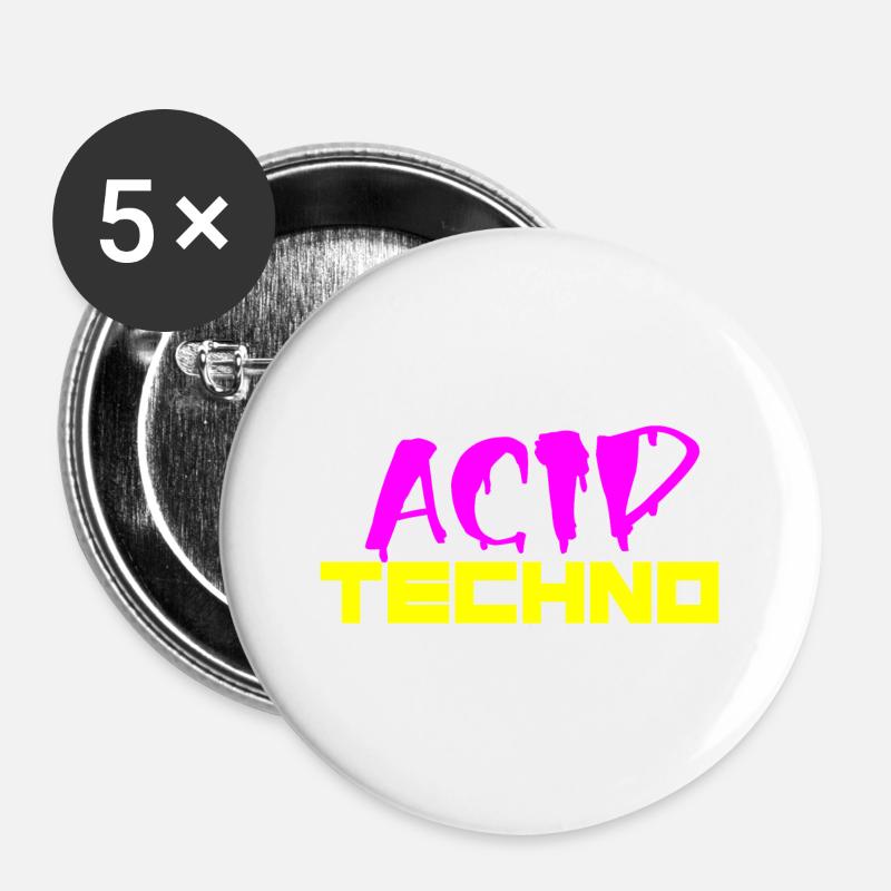 acid techno - Buttons large 2.2''/56 mm (5-pack) - white