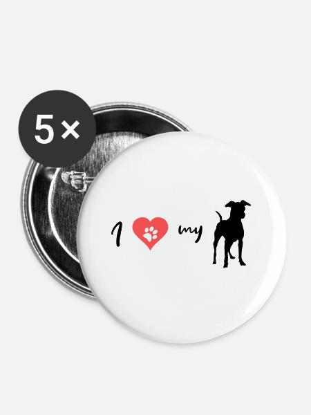 Pinscher - Buttons groß 56 mm (5er Pack) - Weiß
