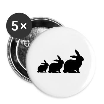 Three bunnies family gift - Buttons large 2.2''/56 mm (5-pack) - white - Front