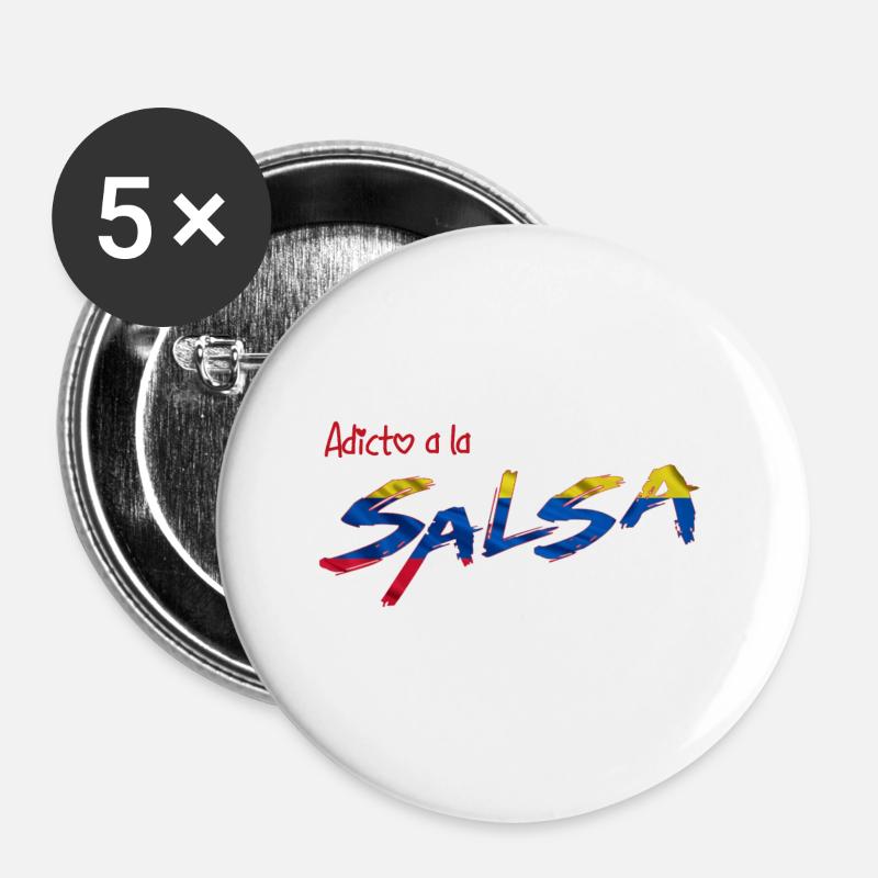 Adicto has salsa Colombia - Buttons large 2.2''/56 mm (5-pack) - white