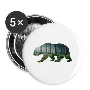 Bear Grizzly Bears Teddy Bear Forest Moonlight - Buttons large 2.2''/56 mm (5-pack) - white - Front