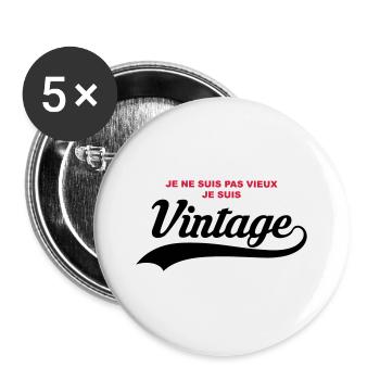 humour vintage - Lot de 5 grands badges (56 mm) - blanc - Devant