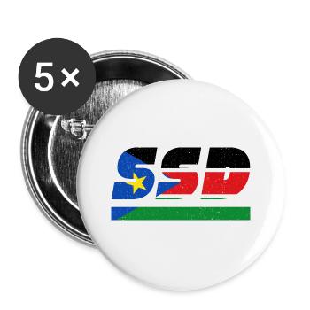 Südsudan Fahne Flagge SSD - Buttons groß 56 mm (5er Pack) - Weiß - Vorne