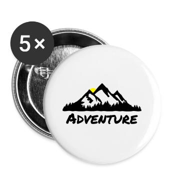 Abenteuer, Berge und Wald - Buttons groß 56 mm (5er Pack) - Weiß - Vorne