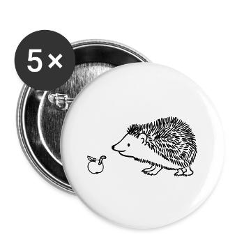 Igel mit Apfel - Buttons groß 56 mm (5er Pack) - Weiß - Vorne