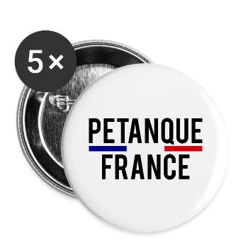 Pétanque France Petanque Frankreich Boule Boccia - Buttons groß 56 mm (5er Pack) - Weiß - Vorne
