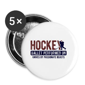 Eishockey - Buttons groß 56 mm (5er Pack) - Weiß - Vorne
