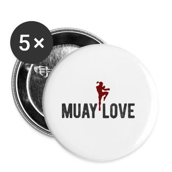 Thaiboxen Muay Thai - Buttons groß 56 mm (5er Pack) - Weiß - Vorne