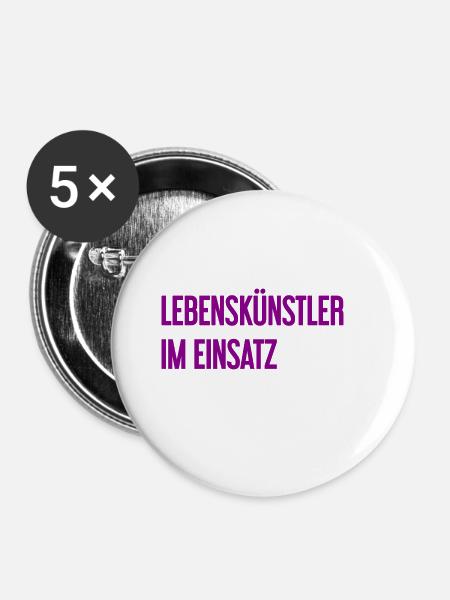 Lebenskünstler im Einsatz - Buttons groß 56 mm (5er Pack) - Weiß