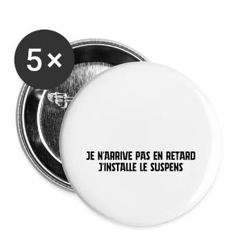 Ich komme nicht zu spät lustiges Geschenk - Buttons groß 56 mm (5er Pack) - Weiß - Vorne