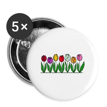 Tulips, flowers, spring - Buttons large 2.2''/56 mm (5-pack) - white - Front