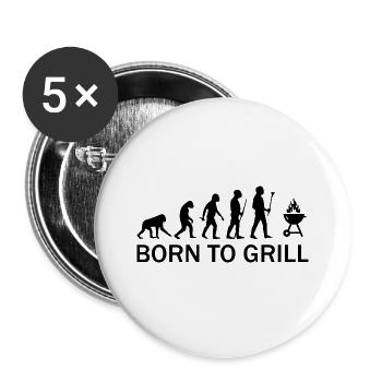 Barbecue BBQ - Lot de 5 grands badges (56 mm) - blanc - Devant