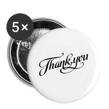 merci Merci - Lot de 5 grands badges (56 mm) - blanc - Devant
