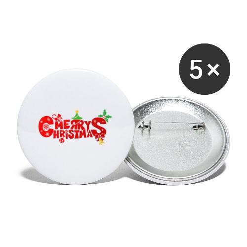 Merry Christmas - Buttons groot 56 mm (5-pack)
