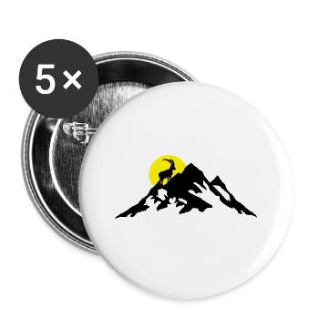Berg und Steinbock bei Sonnenaufgang - Buttons groß 56 mm (5er Pack) - Weiß - Vorne