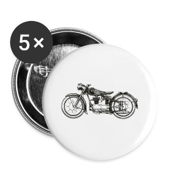 Ol'Bike T-Shirt - Geschenk - Idee - Buttons groß 56 mm (5er Pack) - Weiß - Vorne