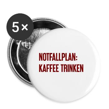 Kaffee-Notfallplan - Buttons groß 56 mm (5er Pack) - Weiß - Vorne
