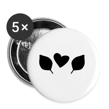 Deux feuilles feuille amour coeur symbole de la nature - Lot de 5 grands badges (56 mm) - blanc - Devant