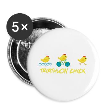 Triathlon Chick - Buttons groß 56 mm (5er Pack) - Weiß - Vorne