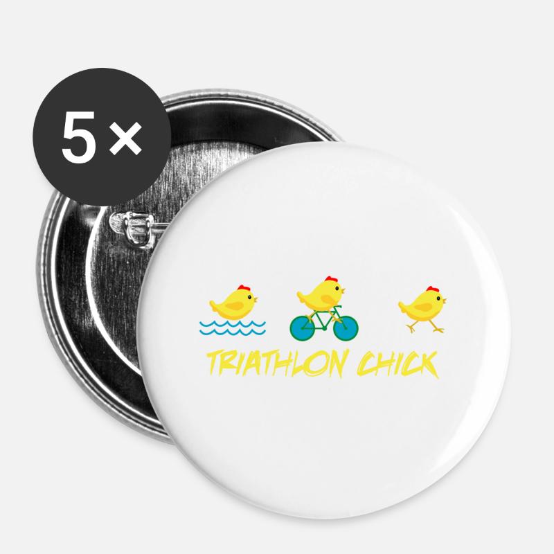 Triathlon chick - Buttons large 2.2''/56 mm (5-pack) - white