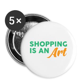 Shopping is an art - Buttons large 2.2''/56 mm (5-pack) - white - Front