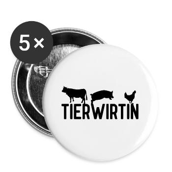 Tierwirtin - Buttons groß 56 mm (5er Pack) - Weiß - Vorne