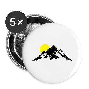 Berg und Sonnenaufgang, Berge - Buttons groß 56 mm (5er Pack) - Weiß - Vorne