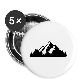 Berge und Wald - Buttons groß 56 mm (5er Pack) - Weiß - Vorne