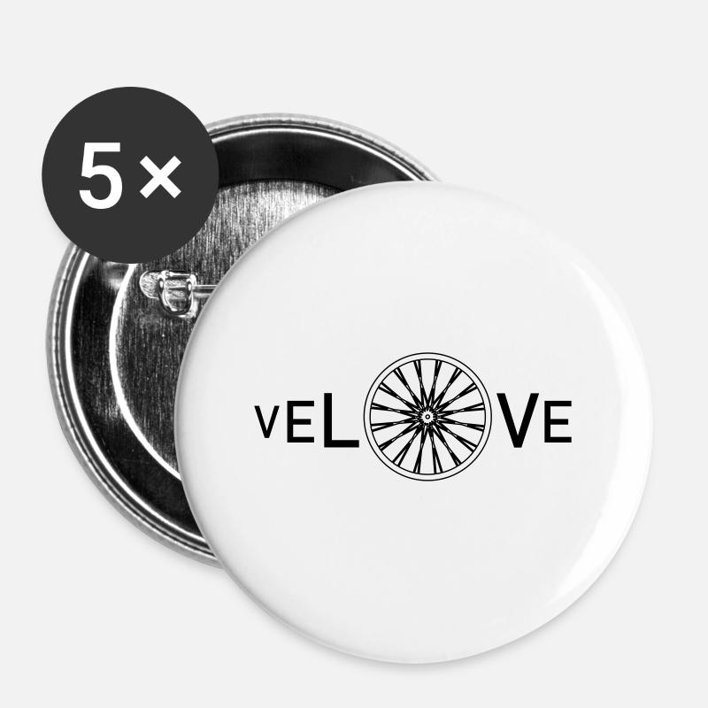 VELO LOVE - Buttons large 2.2''/56 mm (5-pack) - white
