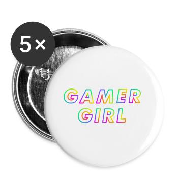 Gamer Girl cadeau pour les joueurs de copine et les femmes - Lot de 5 grands badges (56 mm) - blanc - Devant