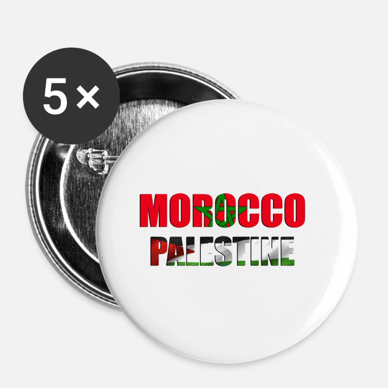 Morocco and Palestine - Buttons large 2.2''/56 mm (5-pack) - white