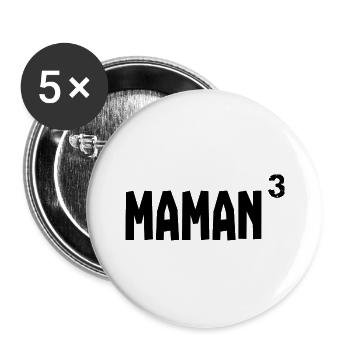 maman 3 - Lot de 5 grands badges (56 mm) - blanc - Devant