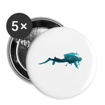 Scuba Diver Underwater Whale Shark - Buttons large 2.2''/56 mm (5-pack) - white - Front