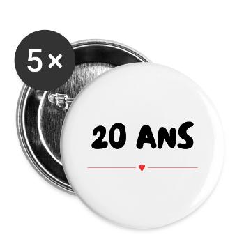 20. 20 YEARS. 20th ANNIVERSARY. 20 YEARS ANNIVERSARY. - Buttons large 2.2''/56 mm (5-pack) - white - Front