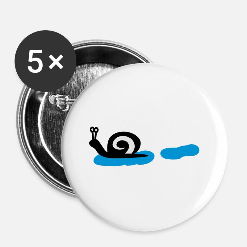 escargot - Lot de 5 grands badges (56 mm) - blanc
