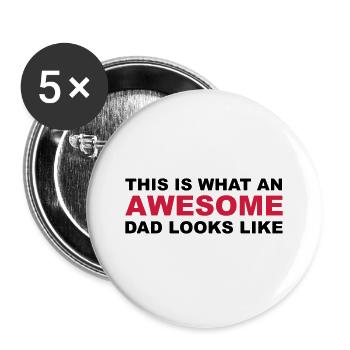 Awesome Dad - Lot de 5 grands badges (56 mm) - blanc - Devant