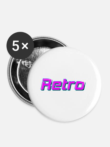 Retro - Buttons groß 56 mm (5er Pack) - Weiß