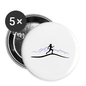Running Woman, Runner & Mountains - Buttons large 2.2''/56 mm (5-pack) - white - Front