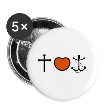 Glaube Liebe Hoffnung - Buttons groß 56 mm (5er Pack) - Weiß - Vorne